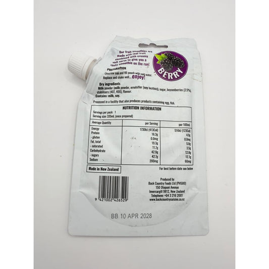 Back country cuisine berry smoothie net 85g makes approx. 335ml - fruit mixes