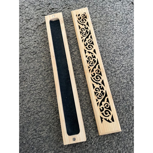 Wooden incense stick holder with carved floral design | bamboo burner – brand new - incense holders home&living