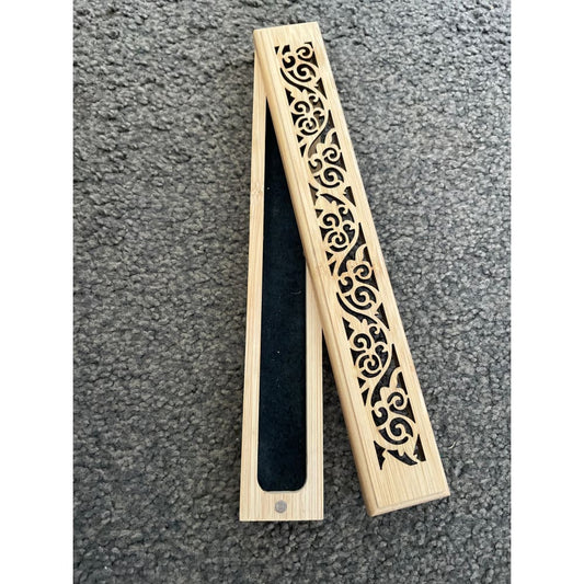 Wooden incense stick holder with carved floral design | bamboo burner – brand new - incense holders home&living