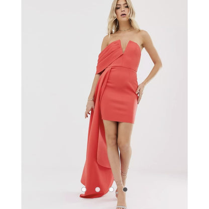Asos design size s sash detail bandeau mini dress with pleat detail - dresses clothing & fashion - dresses women’s