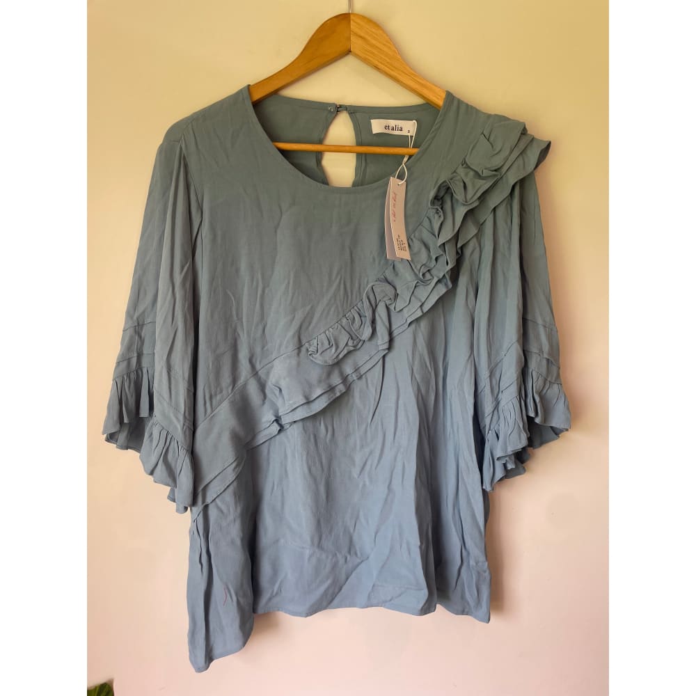 Et alia beatrix top – sky blue – size s/10 - blouses blouse - clothing & fashion - designer clearance - top women’s