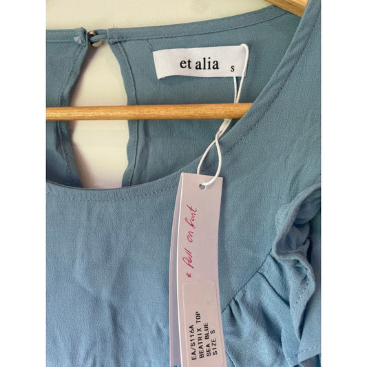 Et alia beatrix top – sky blue – size s/10 - blouses blouse - clothing & fashion - designer clearance - top women’s
