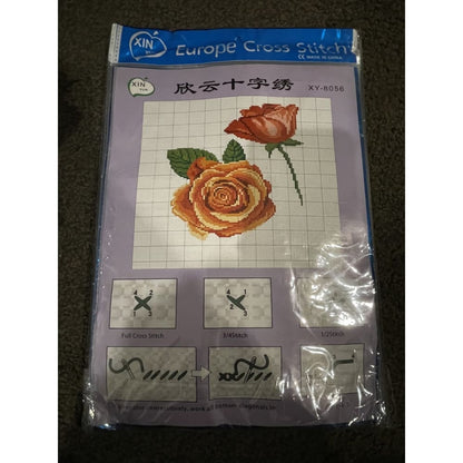 Full cross stitch kit - single roses - needlecraft kits crafts - cross-stitch crafts