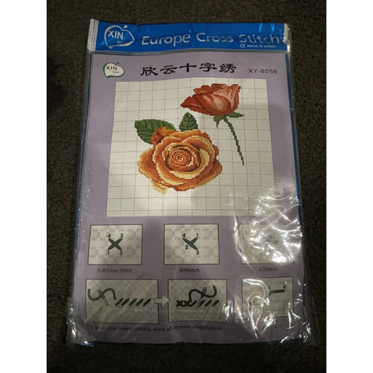 Full cross stitch kit - single roses - needlecraft kits crafts - cross-stitch crafts