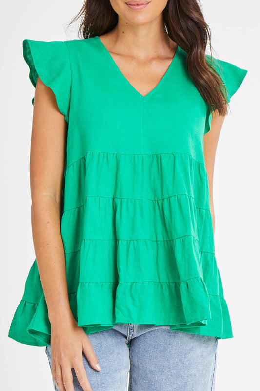 Betty basics leila linen top – green size 6 - blouses top women’s apparel