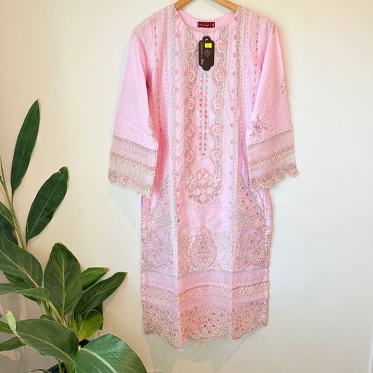 Bin saeed size 12 cutwork salwar suit - pink - traditional & ceremonial clothing top women’s apparel