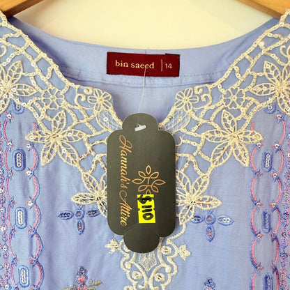 Bin saeed size 14 luxury cutwork salwar suit - blue - traditional & ceremonial clothing top women’s apparel