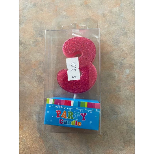 Number 3 candle - birthday candles condition: used - party supplies - seasonal & holidays decorations seasonal &