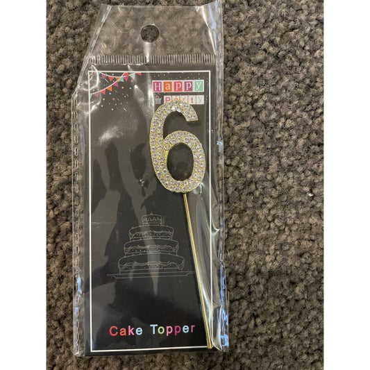 6 gold & diamanté small cake topper - birthday candles cake decorations - seasonal & holidays decorations seasonal &