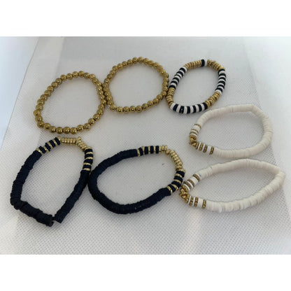 7x assorted black gold & white beads bracelet - bracelets bracelet - jewelry fashion accessories