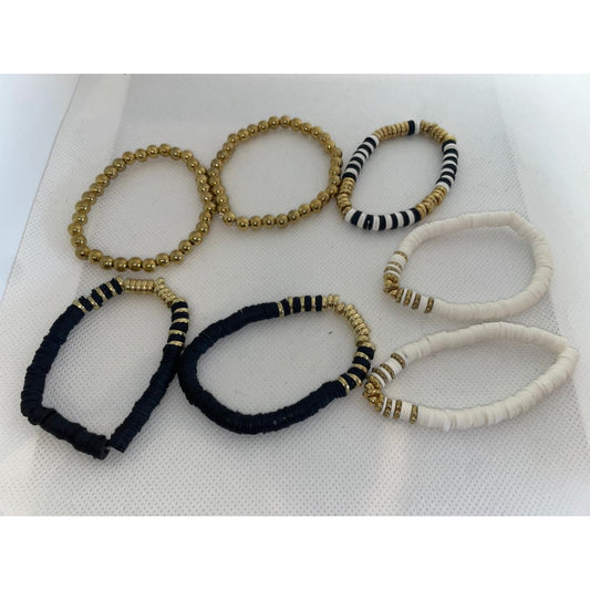 7x assorted black gold & white beads bracelet - bracelets bracelet - jewelry fashion accessories