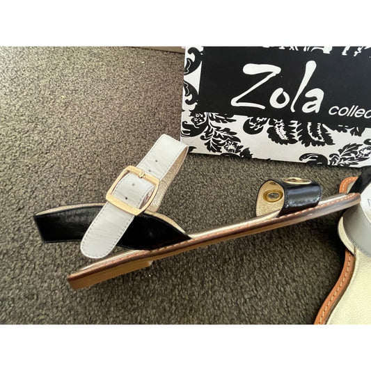 Size 40 zola collection - harah - white strap sandals with gold accents - sandals clothing & fashion - sandals women’s
