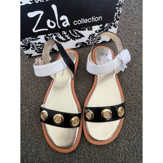 Size 40 zola collection - harah - white strap sandals with gold accents - sandals clothing & fashion - sandals women’s