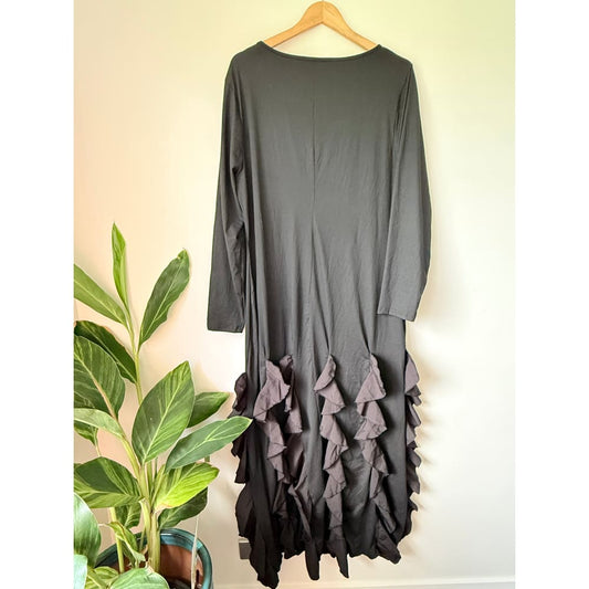 Shein curve size 3xl black square neck dress with ruffle hem - dresses bottom women’s apparel