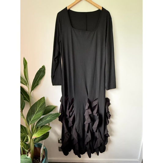 Shein curve size 3xl black square neck dress with ruffle hem - dresses bottom women’s apparel