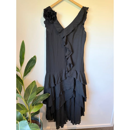 Shein curve size xl ruffle detail little black dress - dresses top women’s apparel
