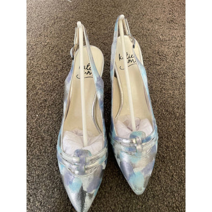 Katie ’n’ me - kim - blue and silver slingback heels - size 39 - heels clothing & fashion - heels - shoes women’s shoes