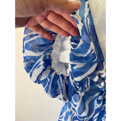 Blue & White Abstract Printed