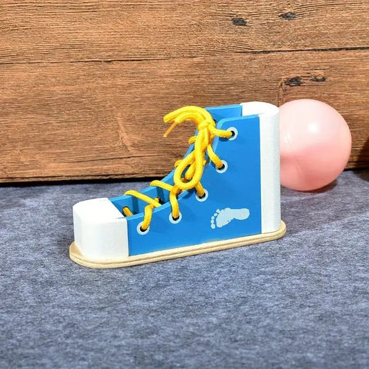 Montessori wooden shoe lacing toy - educational toys toys