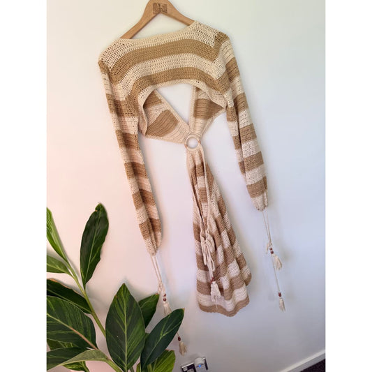 9.0 swim size 12 striped crochet boho beach dress - cover ups bottom - condition: used women’s apparel