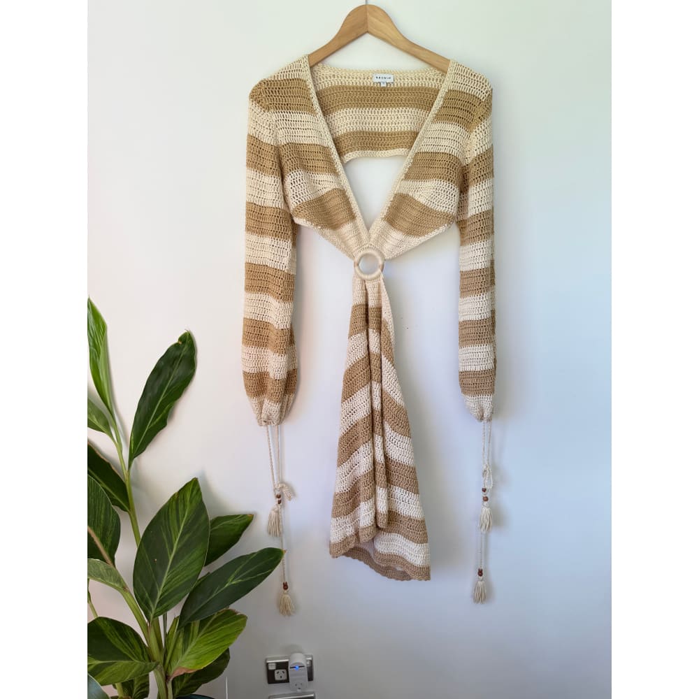 9.0 swim size 12 striped crochet boho beach dress - cover ups bottom - condition: used women’s apparel