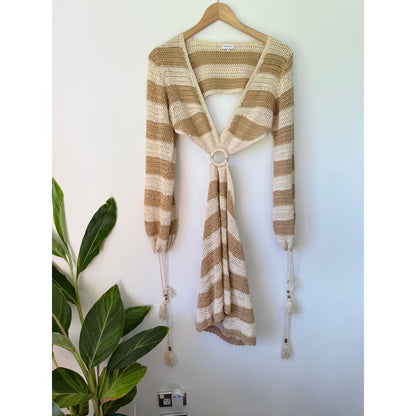 9.0 swim size 12 striped crochet boho beach dress - cover ups bottom - condition: used women’s apparel