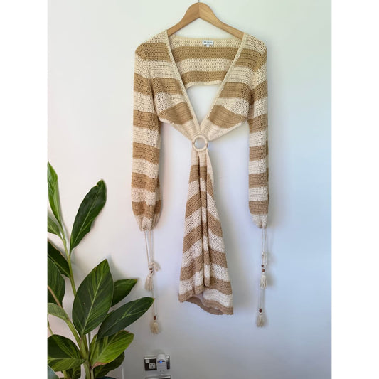 9.0 swim size 12 striped crochet boho beach dress - cover ups bottom - condition: used women’s apparel