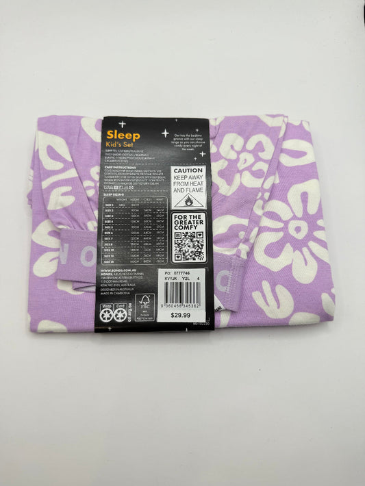Bonds kids’ sleep set white floral/leafy print (size 4) rrp $29.99 - pajamas baby clothing