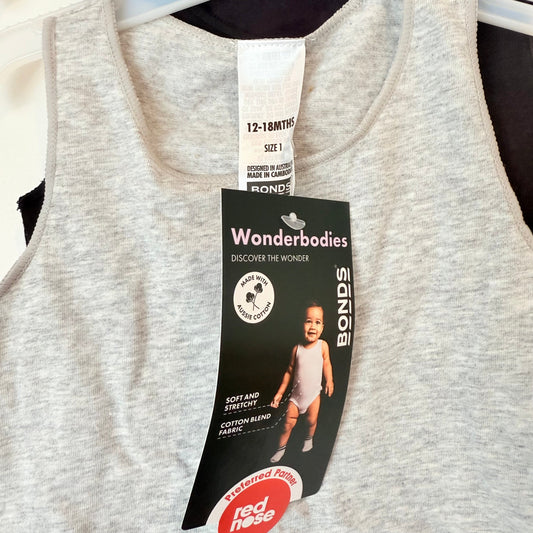 Bonds wonderbodies bodysuits 2-pack - size 1 (12-18 months) - bodysuits baby clothing