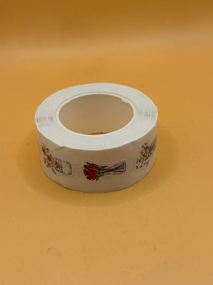 Botanical flower decorative sticker roll
