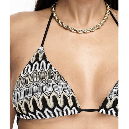 South beach size 6 embroidered triangle bikini top in multi - swimwear bikini - clothing & fashion - full body