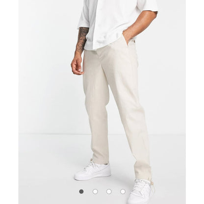 Topman w28 l30 straight lightly ribbed trousers in stone - pants clothing & fashion - top women’s apparel