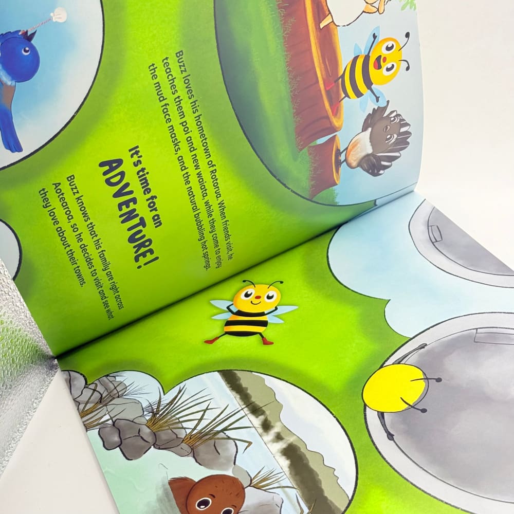 Buzz’s aotearoa adventure by busy bees & dotty kwan - print books what’s new printed media