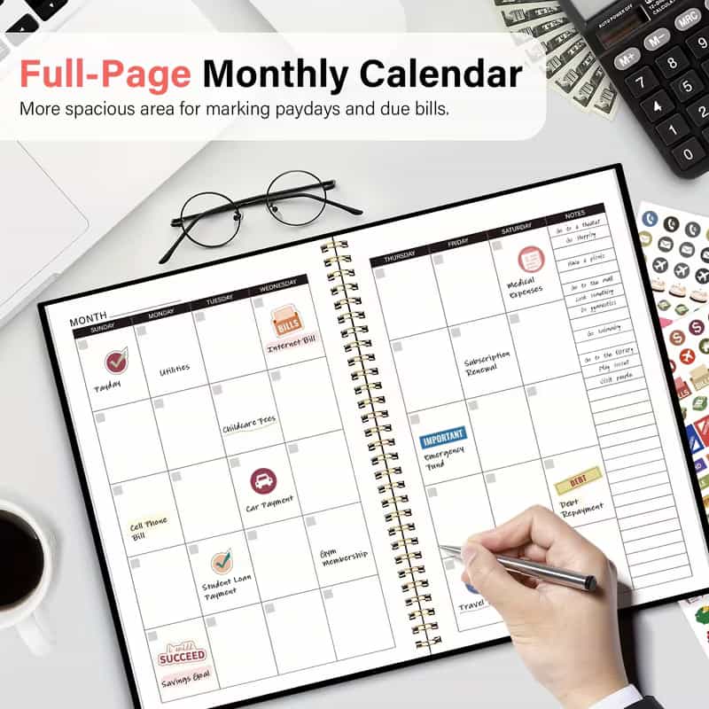 Monthly Financial Organizer & Expense Tracking Planner Notebook (Black)