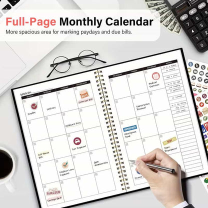 Monthly Financial Organizer & Expense Tracking Planner Notebook (Black)