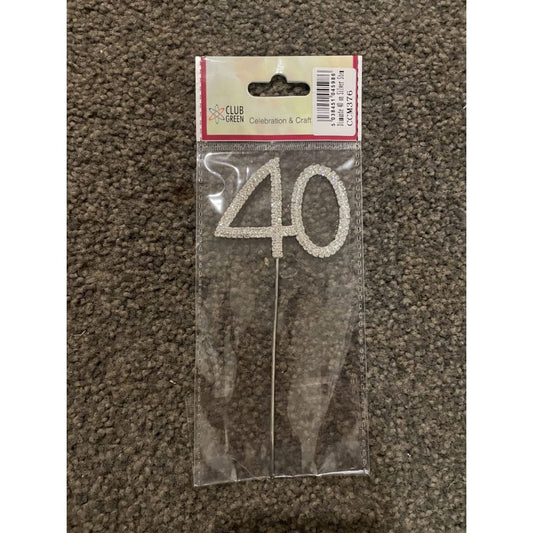 40 silver & diamanté cake topper - cake decorating supplies cake decorations - seasonal & holidays decorations seasonal