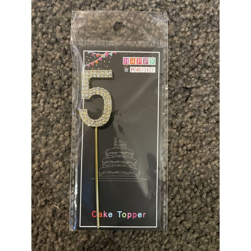 5 gold & diamanté small cake topper - cake decorating supplies cake decorations - seasonal & holidays decorations