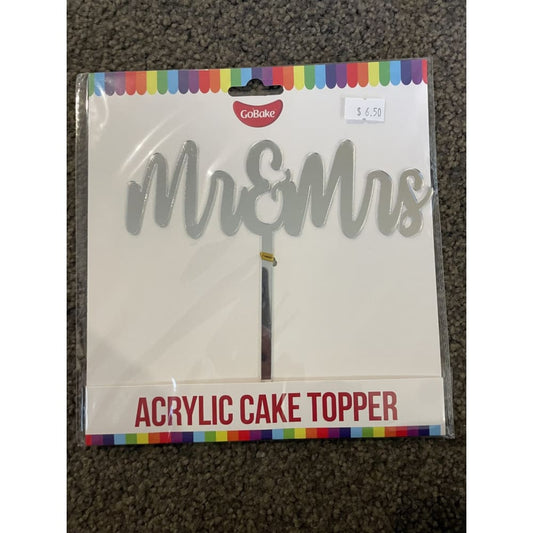 Silver mr & mrs acrylic cake topper - cake decorating supplies cake decorations - seasonal & holidays decorations