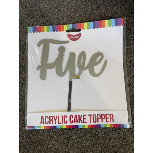 Silver five acrylic cake topper - cake decorating supplies cake decorations - seasonal & holidays decorations seasonal
