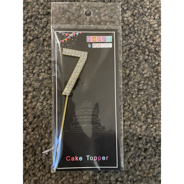 7 gold & diamanté small cake topper - cake decorating supplies cake decorations - seasonal & holidays decorations