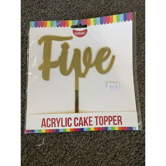 Gold five acrylic cake topper - cake decorating supplies cake decorations - seasonal & holidays decorations seasonal &