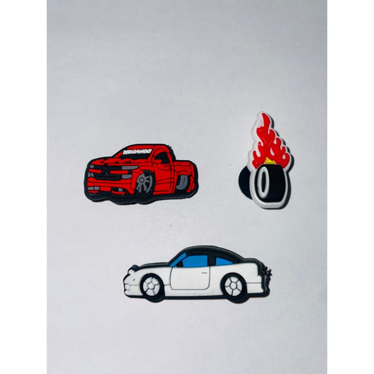 3x car shoe charms for clogs - shoe accessories clogs - shoe accessories - shoe charms fashion accessories