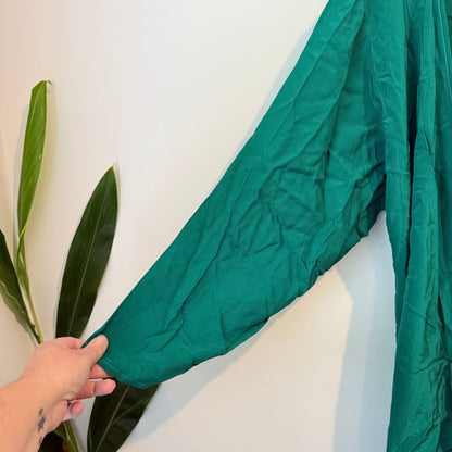 Carly harris magnolia wrap blouse – size 3 (nz 12 fit) – green & pink - blouses top women’s apparel