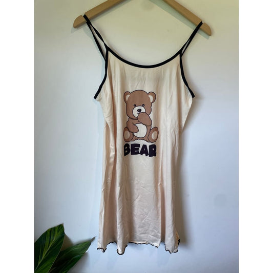 Cartoon bear print slip nightdress size l - nightgowns clothing & fashion - sleepwear - special categories women’s
