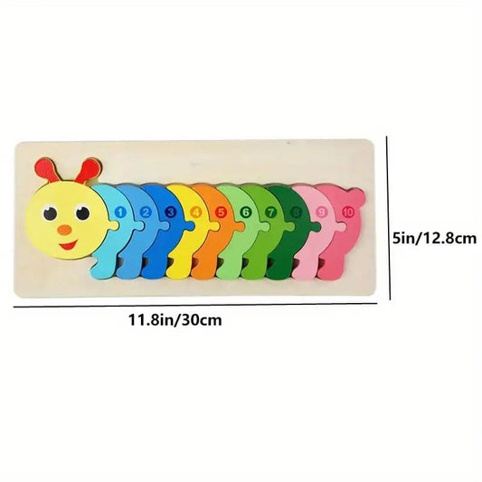 Wooden puzzle – caterpillar design | early learning toy for kids – brand new - wooden & pegged puzzles educational