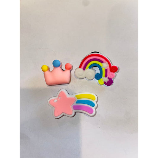 3x cute star rainbow & crown shoe charms - shoe accessories clogs - shoe accessories - shoe charms fashion accessories