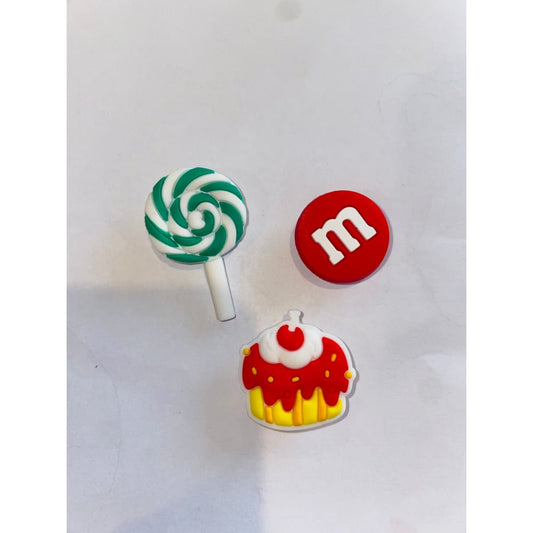 3x candy themed shoe charms - shoe accessories clogs - shoe accessories - shoe charms fashion accessories