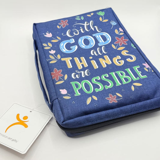 Christian art gifts ’with god all things are possible’ bible cover - religious items fashion accessories