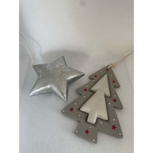 Christmas star and tree hanging ornaments - holiday ornaments christmas decorations - seasonal & holidays decorations