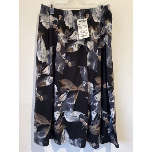 City collection abstract midi skirt – size m/l – camel black or forest print – bnwt – rrp $59.99 - camel black leaf